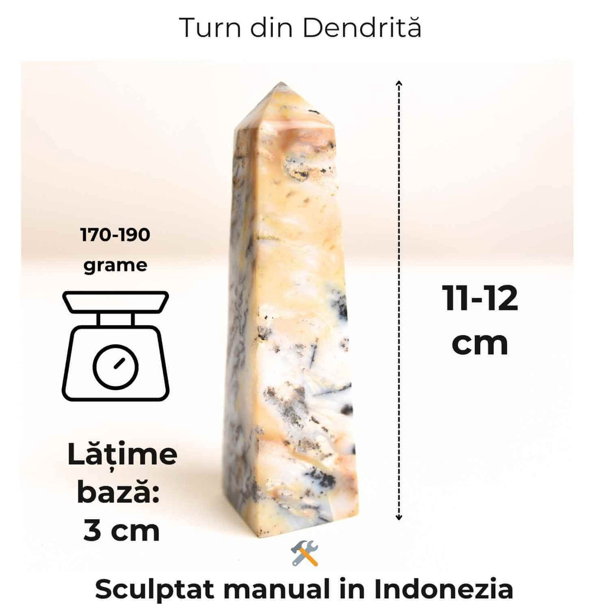 Turn din Agat Dendritic 10-11cm - Sustinere blanda pentru sufletul tau