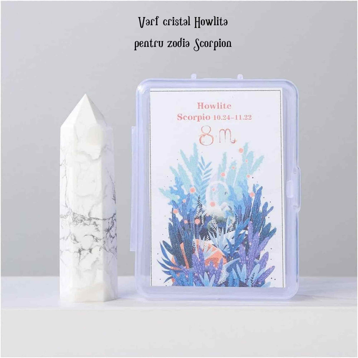 Varf de Cristal 6 cm pentru cele 12 zodii - Pietre semipretioase specifice zodiei Berbec- Un cadou deosebit
