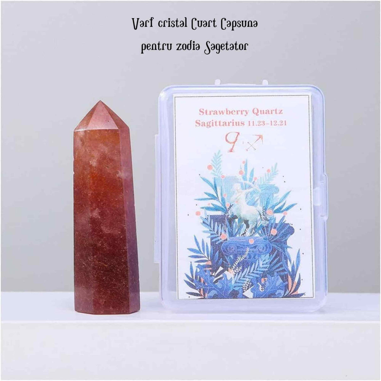 Varf de Cristal 6 cm pentru cele 12 zodii - Pietre semipretioase specifice zodiei Berbec- Un cadou deosebit