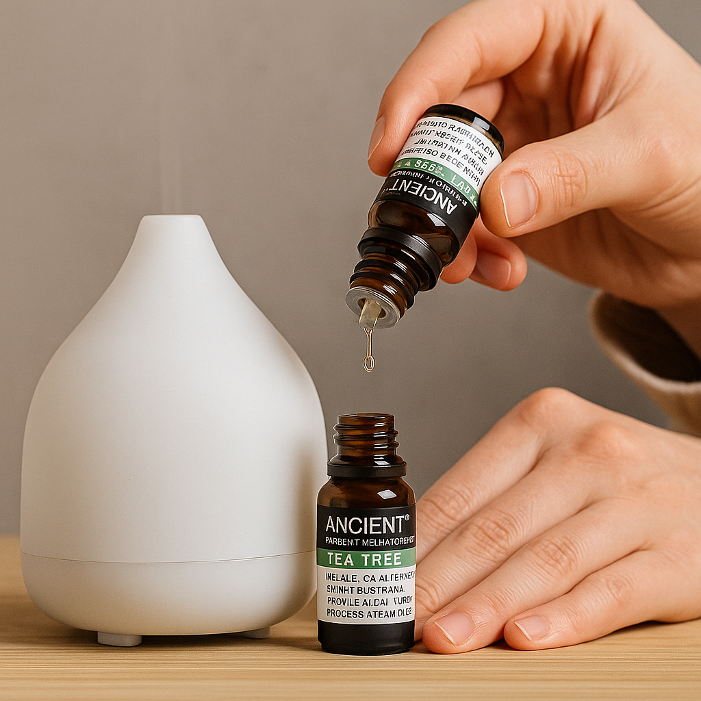Ulei esential organic Tea Tree 10 ml (Melaleuca alternifolia) - purifiant pentru difuzor, ten si scalp (diluat)