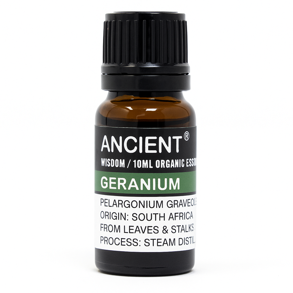 Ulei esential organic Geranium 10 ml (Pelargonium graveolens) - floral, echilibrant, pentru difuzor & masaj diluat