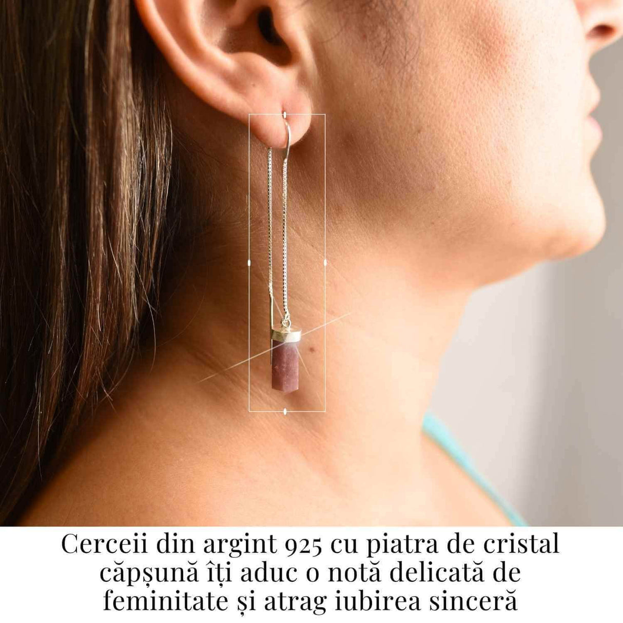Energie a Inimii si Armonie - Cercei Argint 925 cu Cristal Capsuna