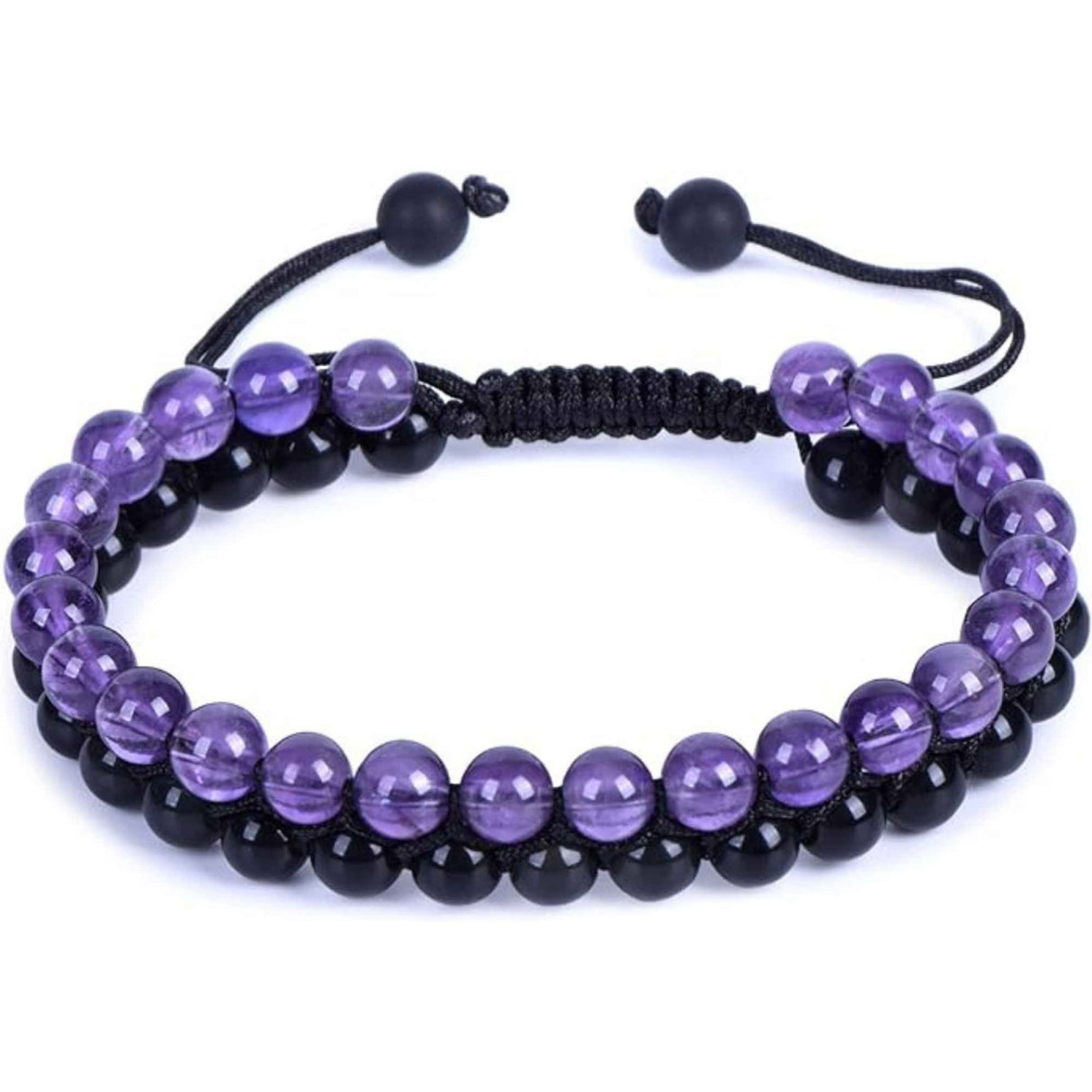 Bratara cu Margele 6 mm din Obsidian si Ametist Pentru Creativitate, Protectie, Concentrare