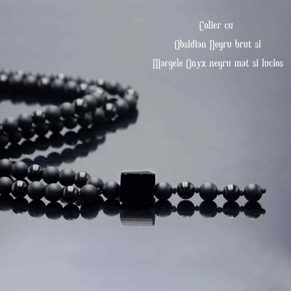 Colier cu Margele din Obsidian Negru si Onyx model Y Turmalina neagra