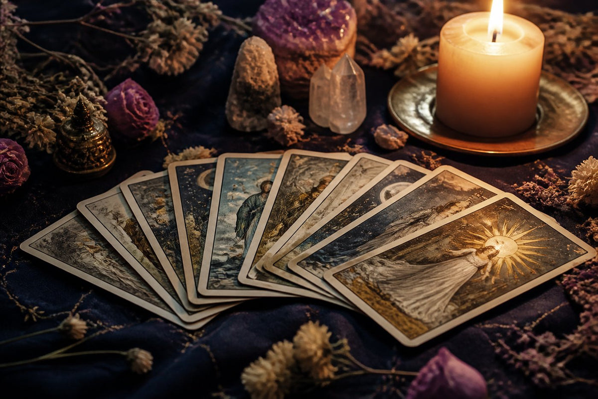Cărți de tarot pregătite pentru o citire