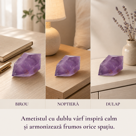 Detaliu structură și culoare a ametistului natural