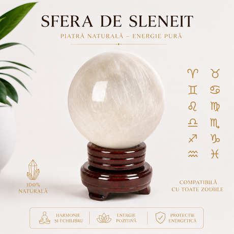 Sferă din selenit natural, cadou pentru iubitorii de cristale