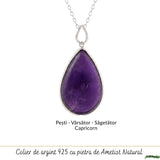 Colier Argint 925 cu Ametist Natural Lacrima – Simbol al Calmului si Echilibrului