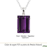 Colier Argint 925 cu Ametist Natural Dreptunghi fatetat – Eleganta si Claritate Interioara