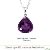 Colier Argint 925 cu Ametist Natural Lacrima fatetat – Simbol al Calmului si Claritatii