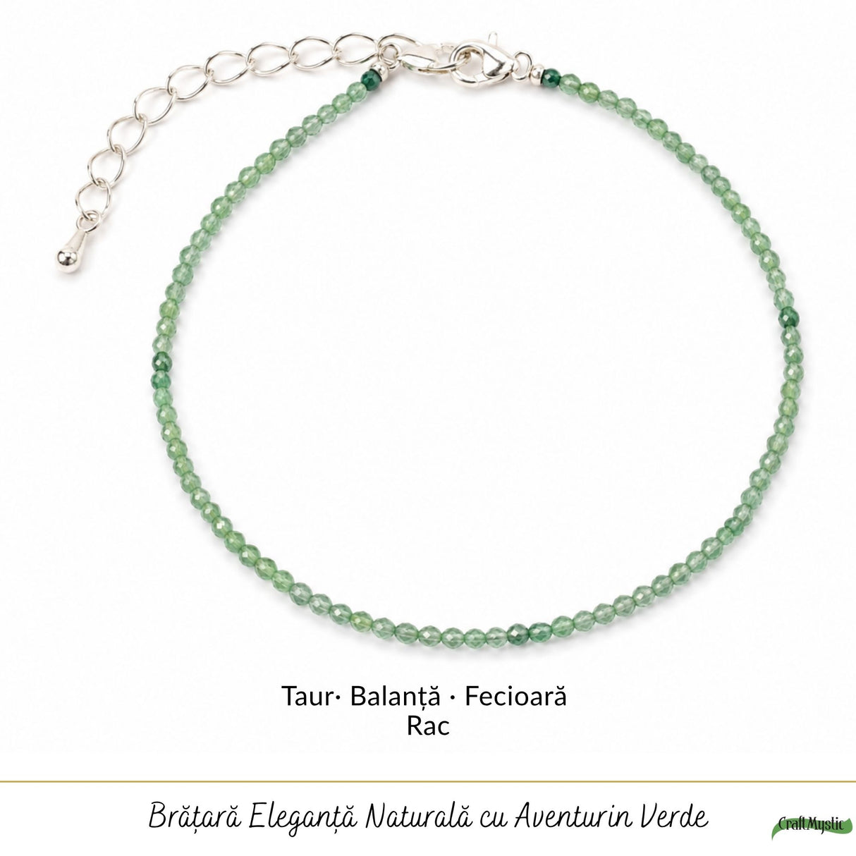 Brățară de picior cu Aventurin verde, cadou delicat pentru ea