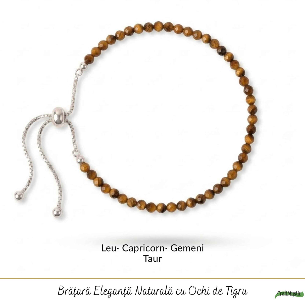 Bratara Argint 925 cu Ochi de Tigru Fatetat Natural 3 mm – Curaj si Incredere