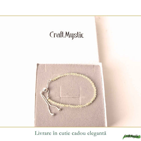 Bratara Argint 925 cu Prehnit Fatetat Natural 3 mm - Echilibru si Claritate Interioara