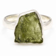 Inel din argint 925 cu Moldavit natural, piatră verde neuniformă