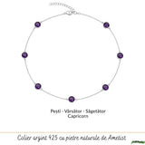 925 Silver Necklace with Faceted Teardrop Natural Amethyst – Symbol of Calm and Clarity