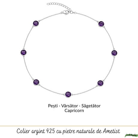 Colier Argint 925 cu Ametist Fatetat – Calm, Claritate si Echilibru