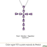 925 Silver Necklace with Faceted Teardrop Natural Amethyst – Symbol of Calm and Clarity