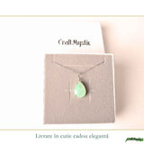 Colier Argint 925 cu Crisopraz Natural Lacrima – Optimism, Echilibru si Eleganta