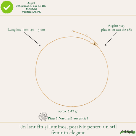 Lanț Argint 925 placat cu Aur 18K unisex fin