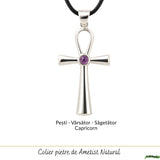Colier cu Ametist natural și pandantiv Ankh
