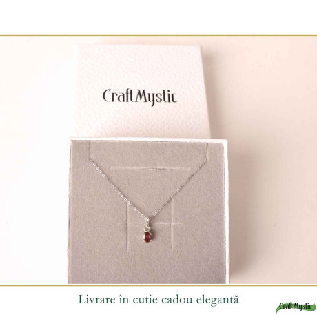 Colier Argint 925 cu Piatra Naturala de Turmalina Roz Fatetata Oval – Iubire si Echilibru