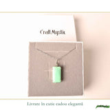 Colier Argint 925 cu Crisopraz Natural Dreptunghi – Echilibru, Optimism si Eleganta