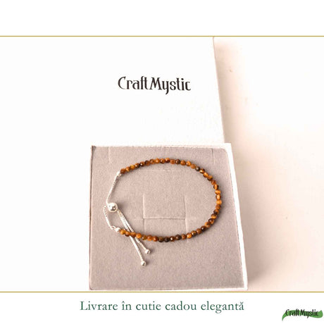 Bratara Argint 925 cu Ochi de Tigru Fatetat Natural 3 mm – Curaj si Incredere
