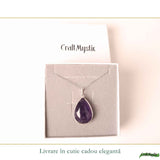Colier Argint 925 cu Ametist Natural Lacrima – Simbol al Calmului si Echilibrului