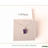 Colier Argint 925 cu Ametist Natural Dreptunghi fatetat – Eleganta si Claritate Interioara
