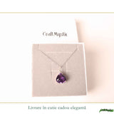 Colier Argint 925 cu Ametist Natural Lacrima fatetat – Simbol al Calmului si Claritatii