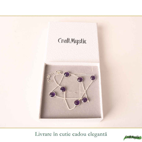 Colier Argint 925 cu Ametist Fatetat – Calm, Claritate si Echilibru