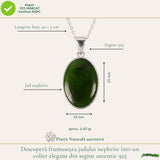 Colier Argint 925 cu Jad Nefrit Natural Oval – Simbol al Armoniei si Prosperitatii