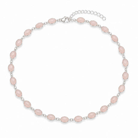Colier Argint 925 cu Cuart Roz Oval – Iubire, Armonie si Feminitate