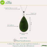 Colier Argint 925 cu Jad Nefrit Natural Lacrima – Simbol al Armoniei si Prosperitatii
