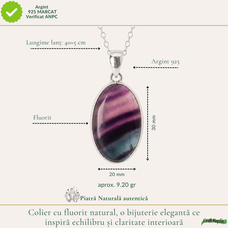 Colier cu Fluorit, Argint 925 – CraftMystic