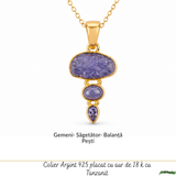 Colier cu Tanzanit natural pe argint 925 placat cu aur de 18K
