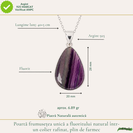 Colier cu Fluorit, Argint 925 – CraftMystic