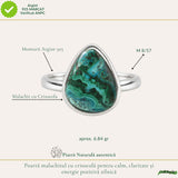 925 Sterling Silver Necklace with Malachite and Chrysocolla Teardrop – Protection and Harmony