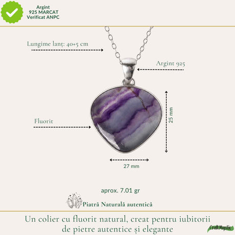 Colier cu Fluorit, Argint 925 – CraftMystic