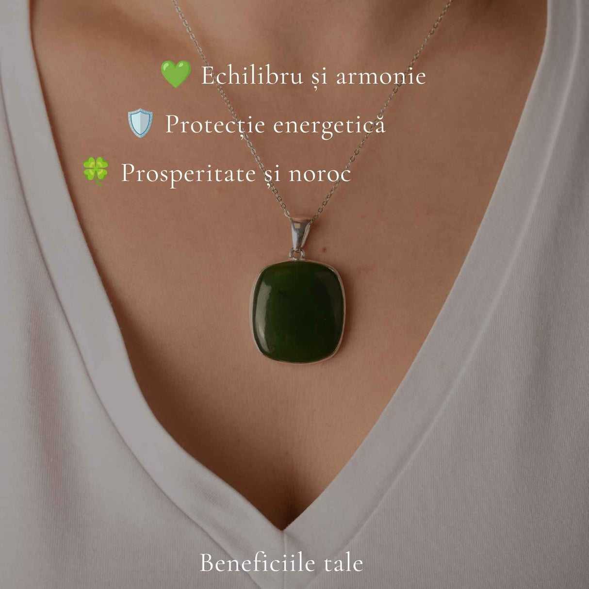 Colier Argint 925 cu Jad Nefrit Natural – Simbol al Armoniei si Prosperitatii