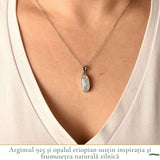 Colier Argint 925 cu Piatra Naturala de Opal Etiopian Oval – Creativitate si Eleganta