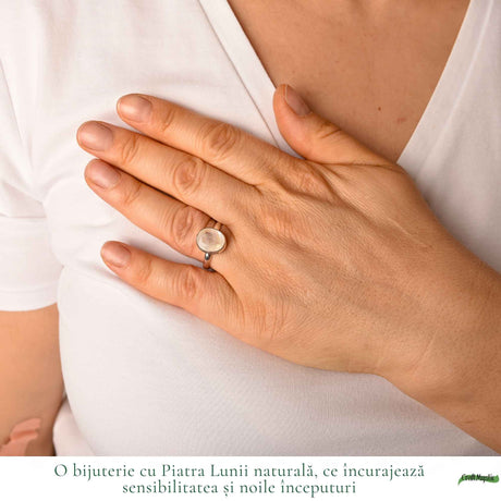 Inel Argint 925 cu Piatra Lunii Natural Fatetata Oval – Intuitie si Armonie