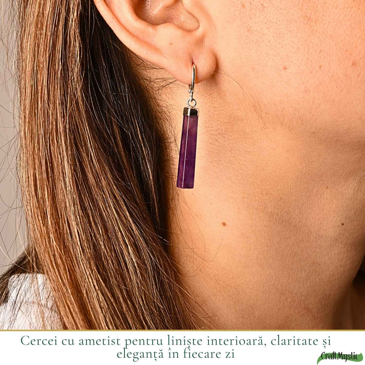 Cercei cu Ametist, Prisma Hexagonala – Claritate si Echilibru Interior