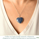 Colier Argint 925 cu Lapis Lazuli Natural Inima – Claritate, Intelepciune si Eleganta