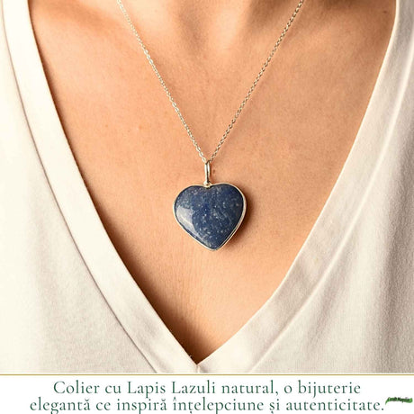 Colier Argint 925 cu Lapis Lazuli Natural Inima – Claritate, Intelepciune si Eleganta