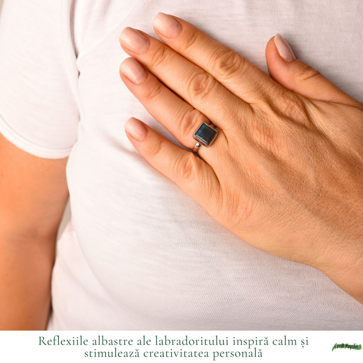 Inel Argint 925 cu Labradorit Patrat Fatetat – Intuitie si Protectie