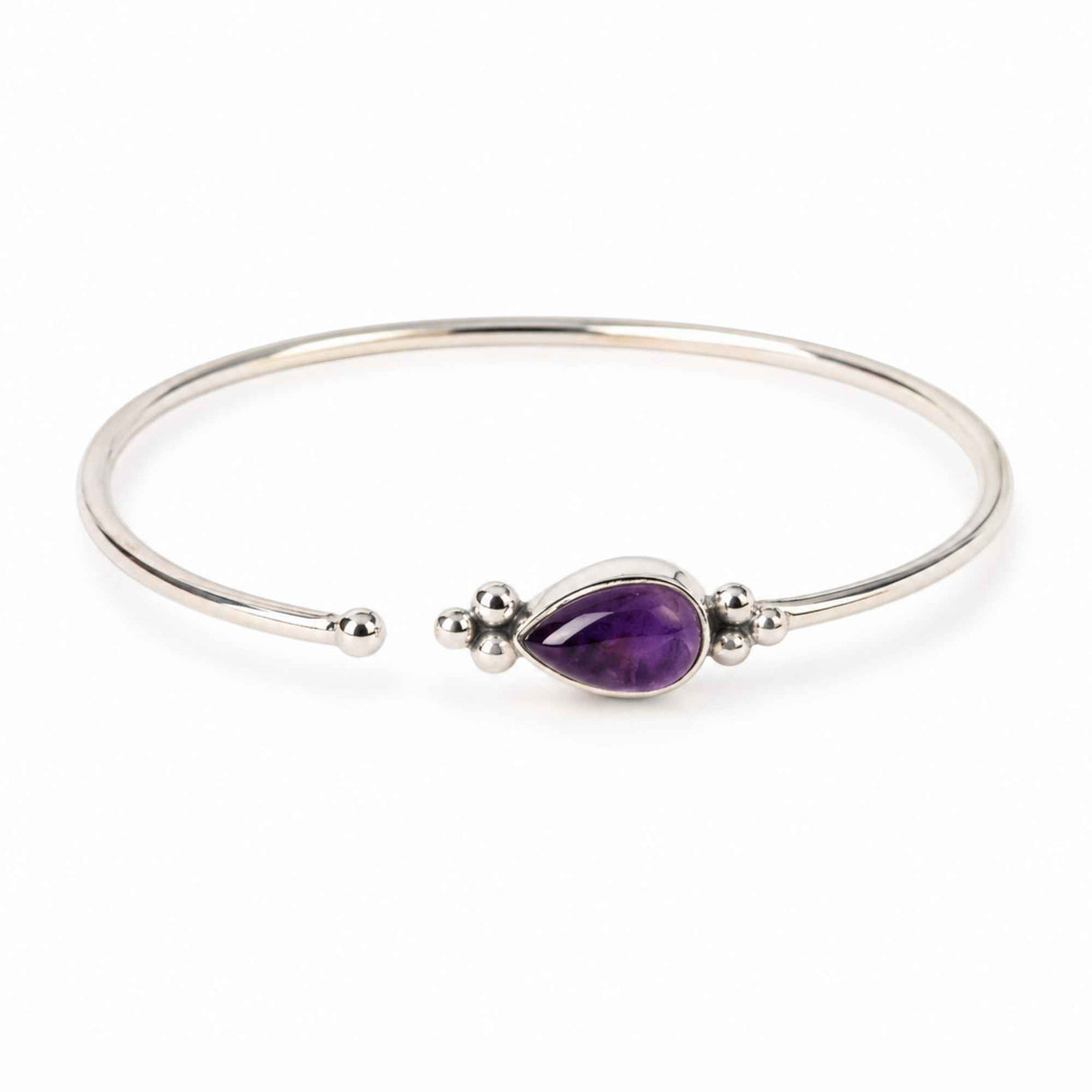 925 Silver Necklace with Faceted Teardrop Natural Amethyst – Symbol of Calm and Clarity