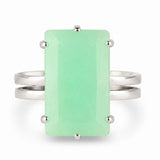 925 Sterling Silver Necklace with Natural Rectangular Chrysoprase – Balance, Optimism, and Elegance