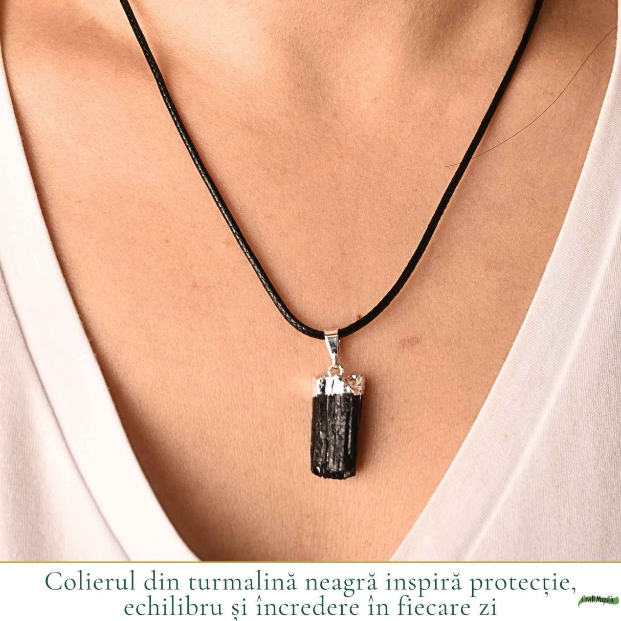 Colier cu Turmalina Bruta Neuniforma – Protectie si Impamantare