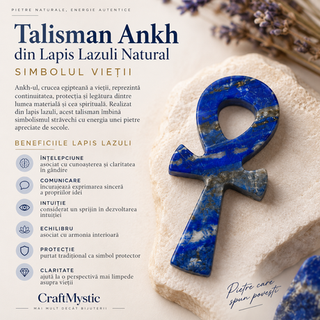 Talisman Ankh din Lapis Lazuli natural 5 cm